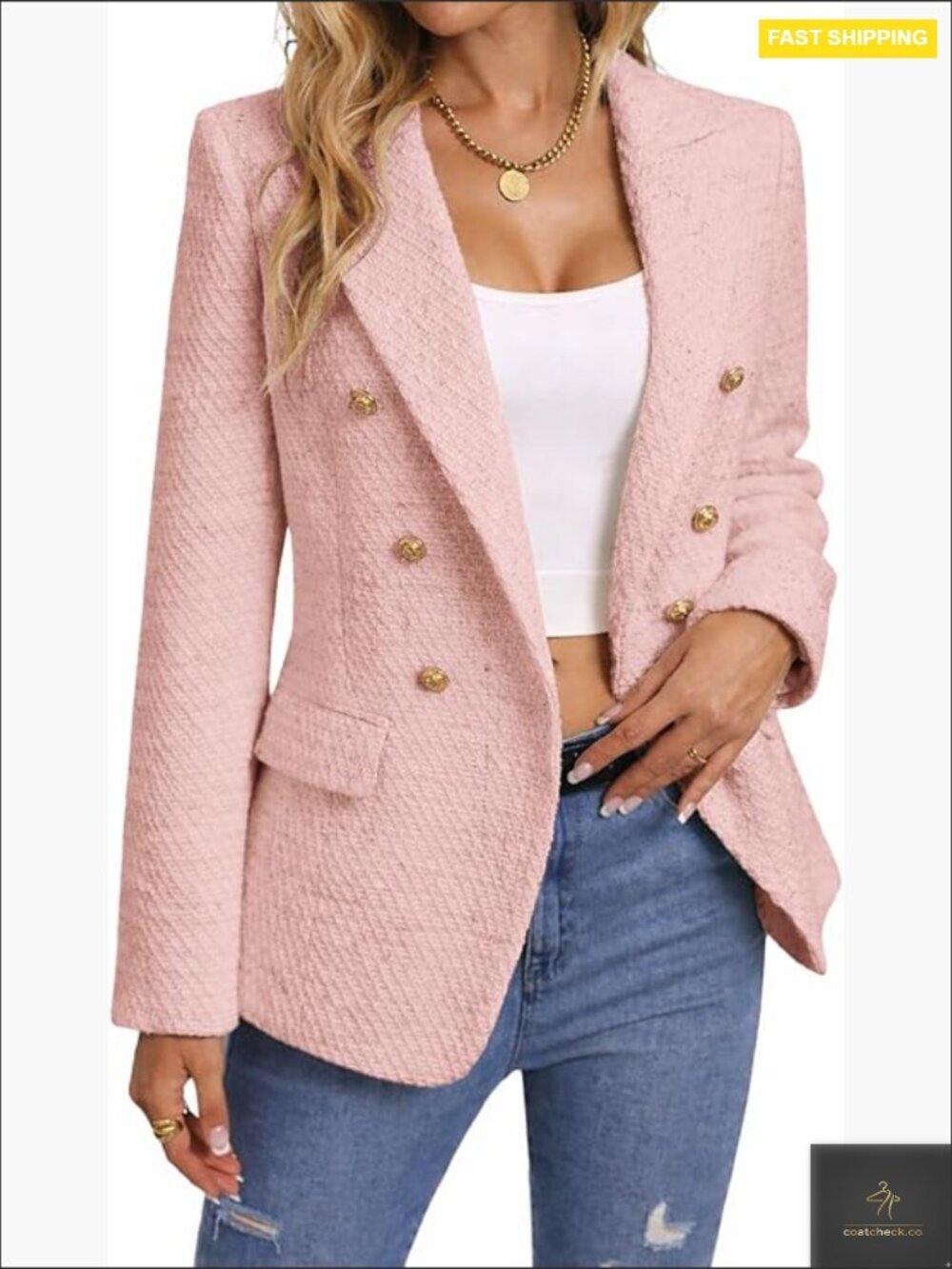 Women's Tweed Plaid Blazer Jacket Fully Lined Business Casual Elegant Work Coat - Picture 1 of 6